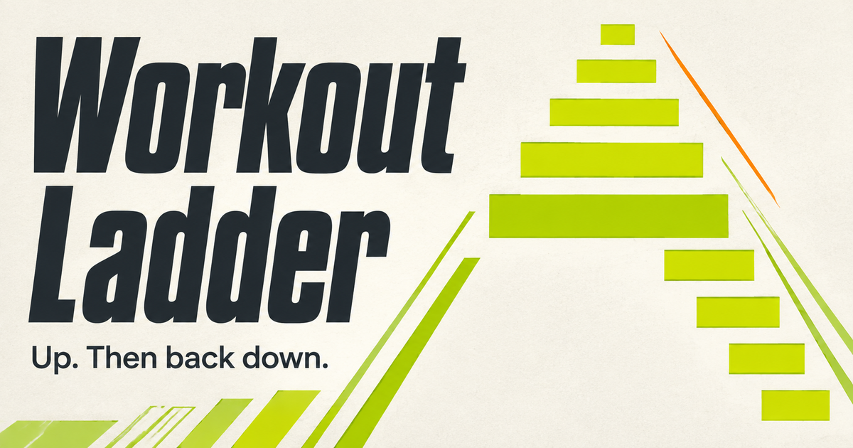 Workout Ladder title beside a lime ladder that rises and descends.